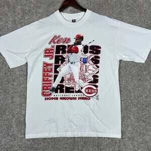 Rare Vintage 2000 Cincinnati Reds Ken Griffey Jr Home Grown Hero MLB Tee Sz XL